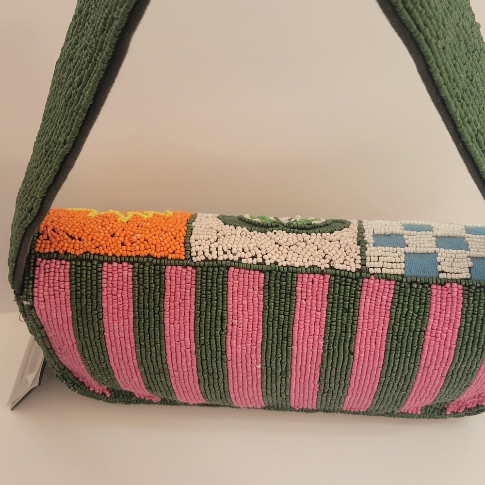 America & Beyond Tropical Patchwork Mosiac Sealife Fruit Hand Beaded Bag Exotic - Picture 10 of 10